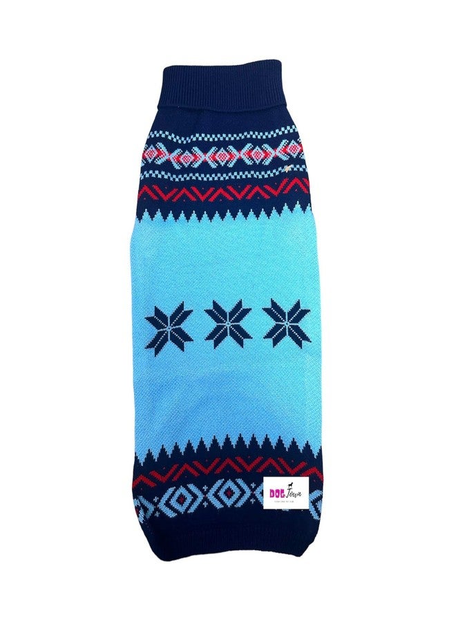DOGTOWN Snow Flake Sweaters for Dogs/Puppies - Cosy, Soft, Warm & Comfortable Pet Clothes (Color-New Blue) S - Image 1
